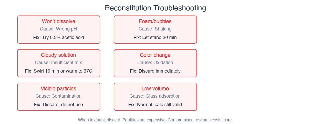 Reconstitution troubleshooting: six common problems with causes and solutions